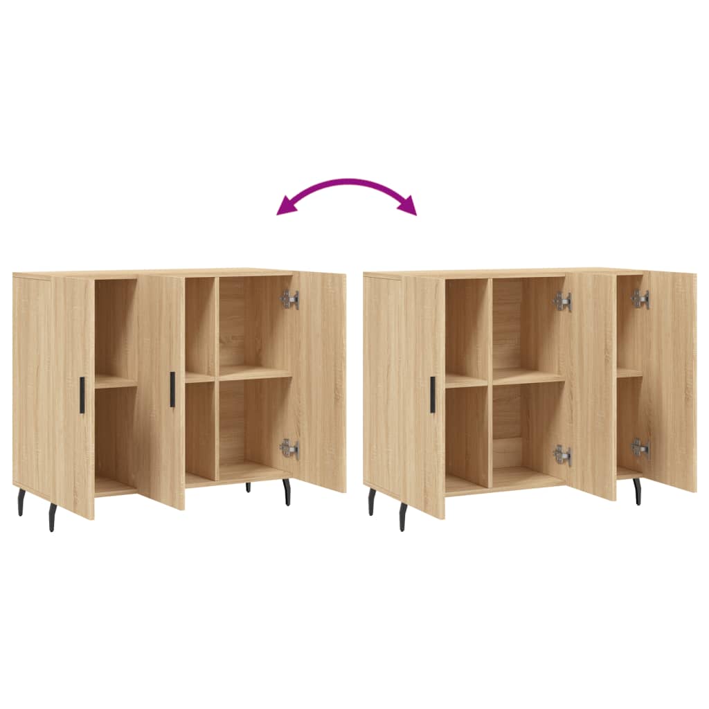 skab 90x34x80 cm konstrueret træ røget egetræsfarve