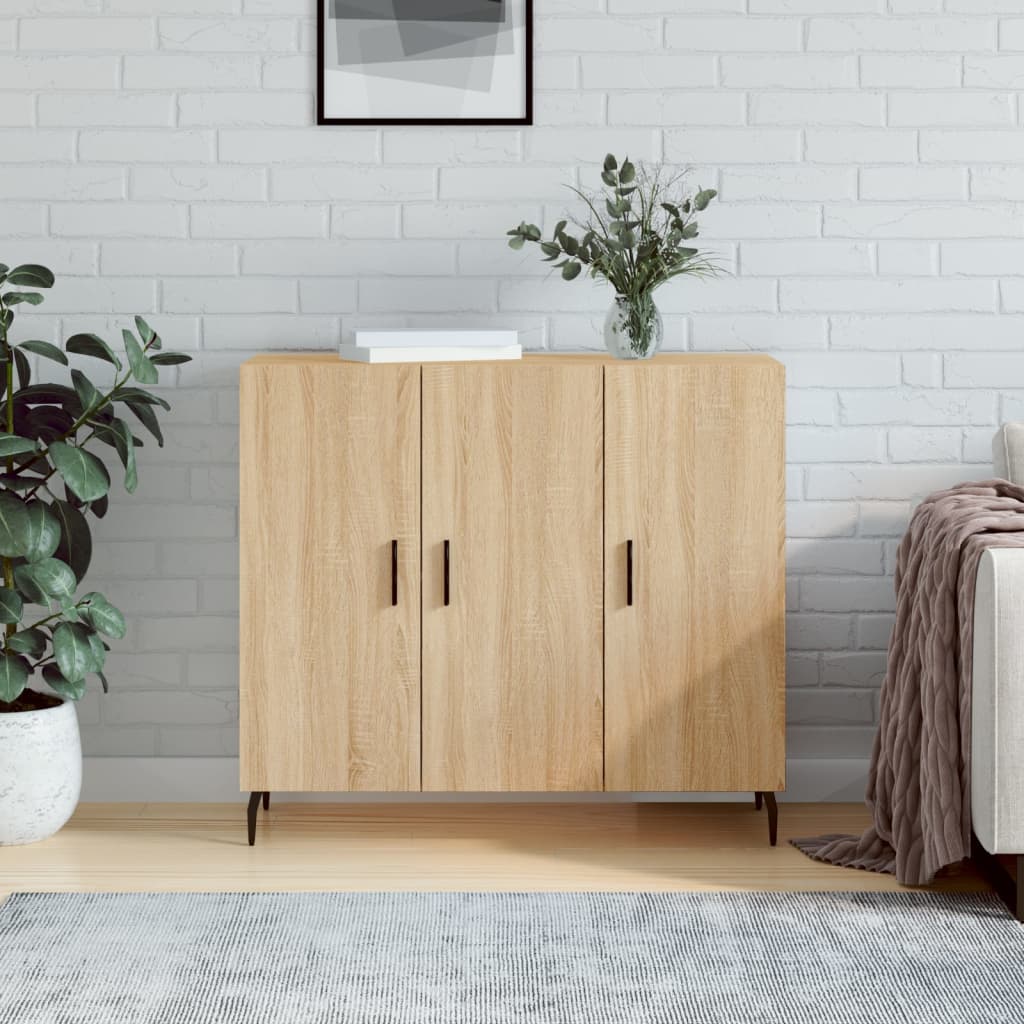 skab 90x34x80 cm konstrueret træ røget egetræsfarve