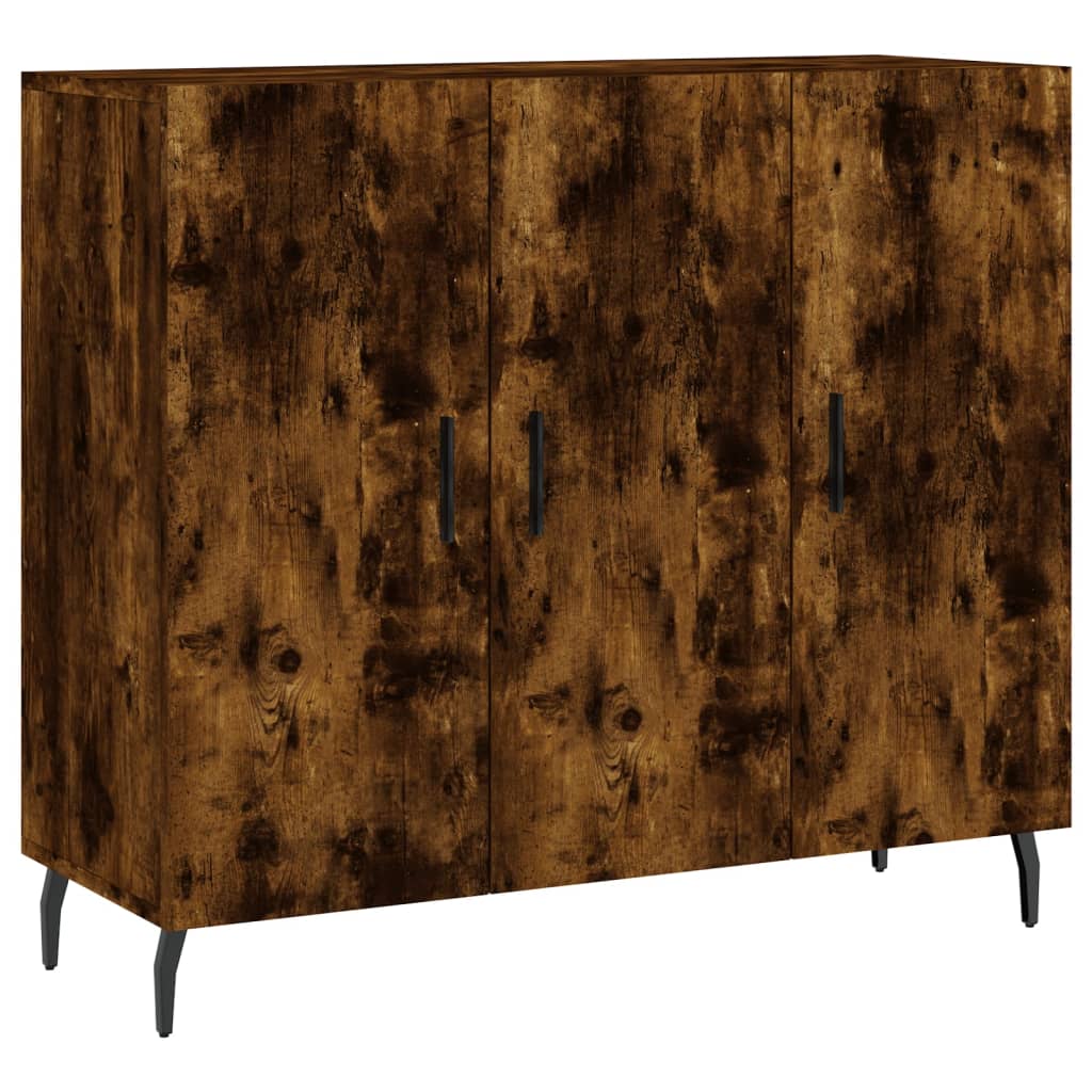 skab 90x34x80 cm konstrueret træ røget egetræsfarve