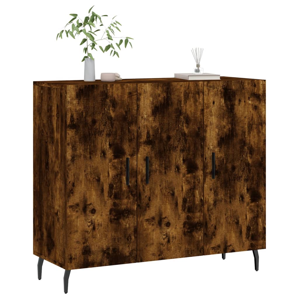 skab 90x34x80 cm konstrueret træ røget egetræsfarve