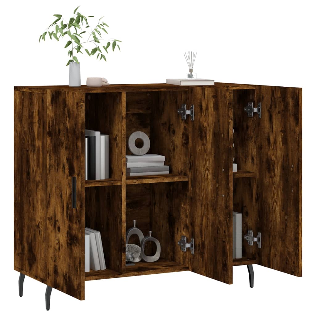 skab 90x34x80 cm konstrueret træ røget egetræsfarve