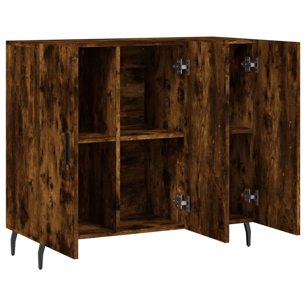 skab 90x34x80 cm konstrueret træ røget egetræsfarve
