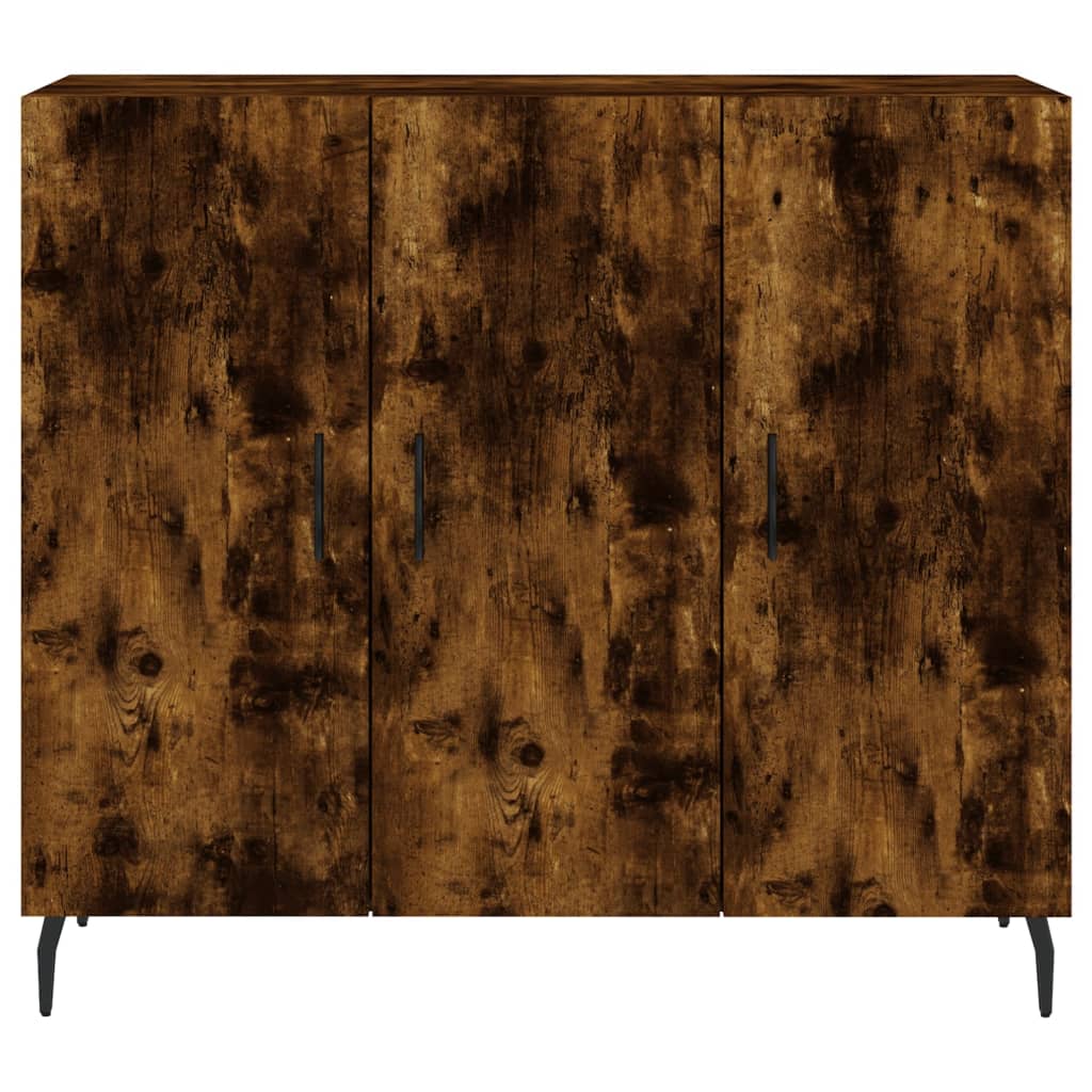 skab 90x34x80 cm konstrueret træ røget egetræsfarve