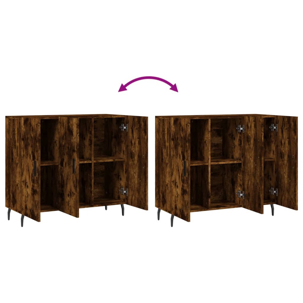skab 90x34x80 cm konstrueret træ røget egetræsfarve