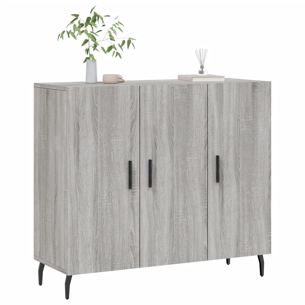 skab 90x34x80 cm konstrueret træ grå sonoma-eg