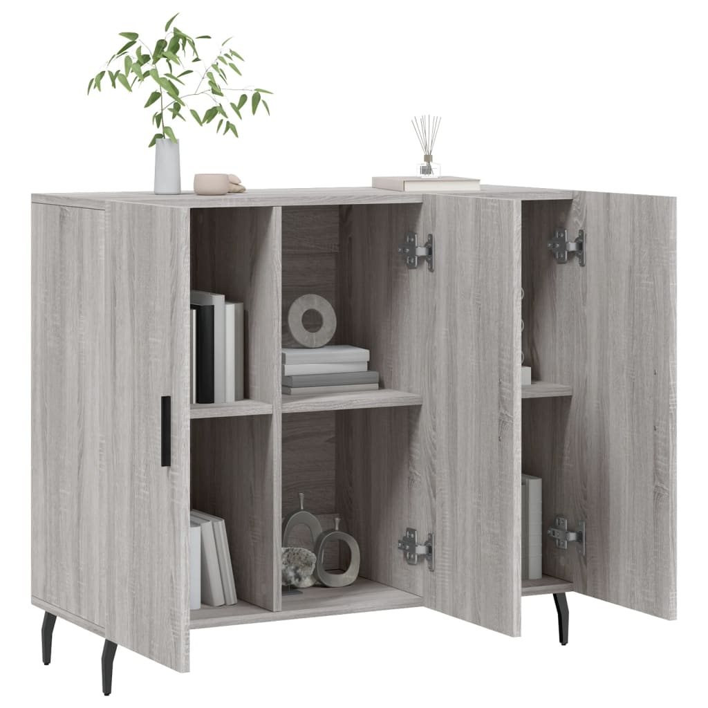 skab 90x34x80 cm konstrueret træ grå sonoma-eg