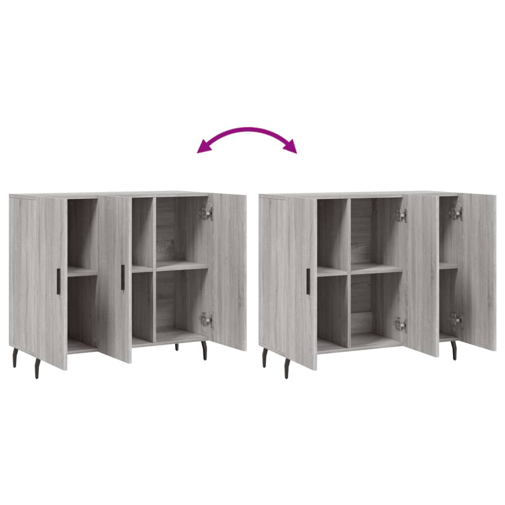 skab 90x34x80 cm konstrueret træ grå sonoma-eg