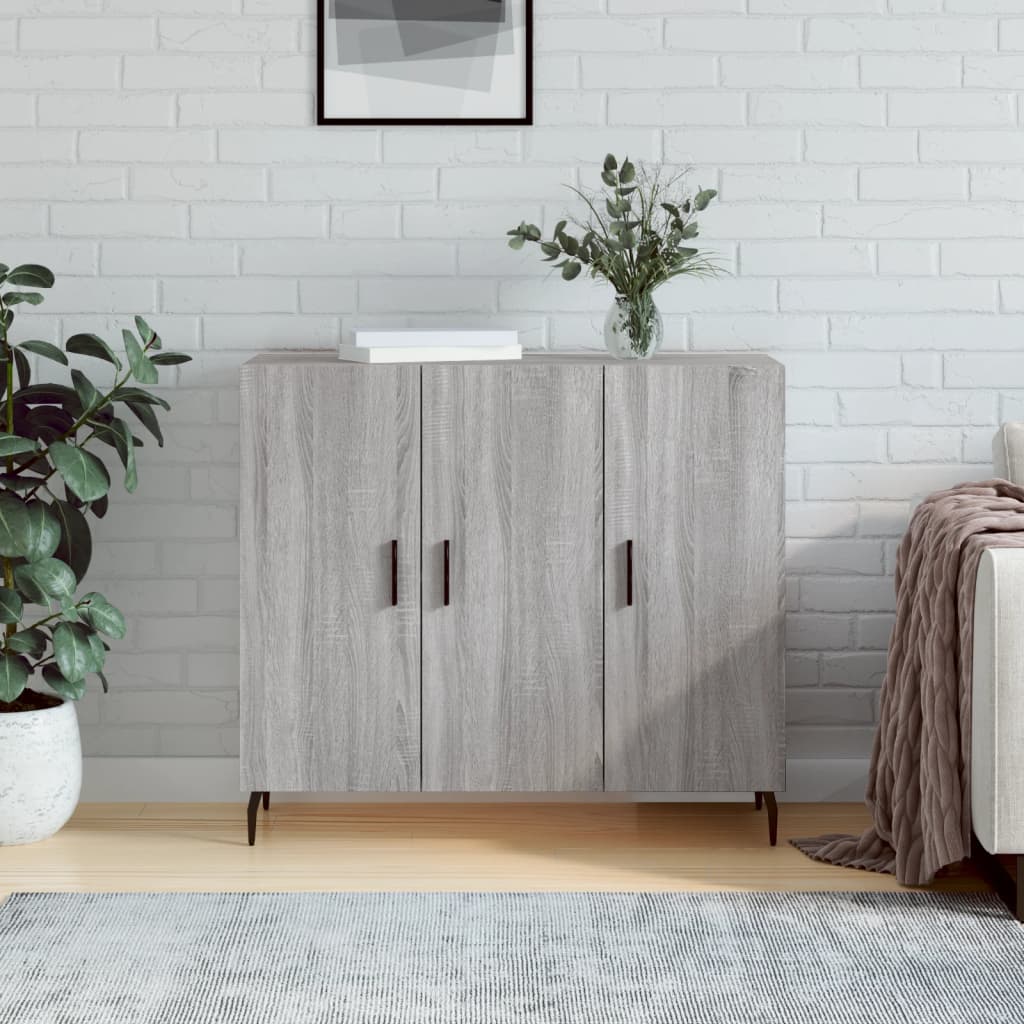 skab 90x34x80 cm konstrueret træ grå sonoma-eg