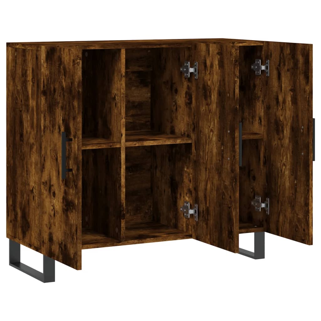skab 90x34x80 cm konstrueret træ røget egetræsfarve