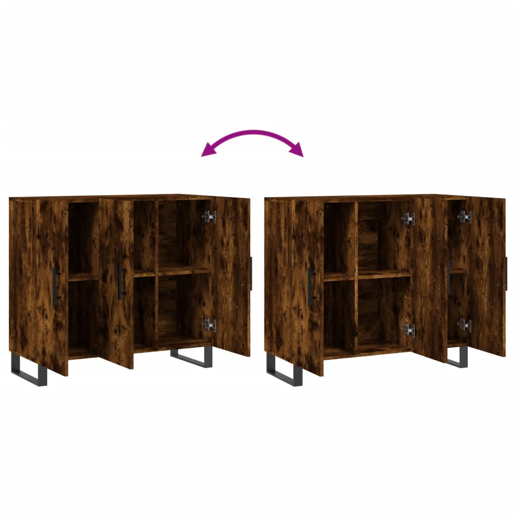 skab 90x34x80 cm konstrueret træ røget egetræsfarve