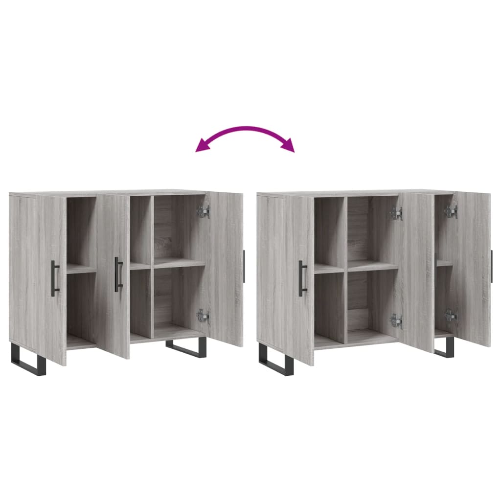 skab 90x34x80 cm konstrueret træ grå sonoma-eg
