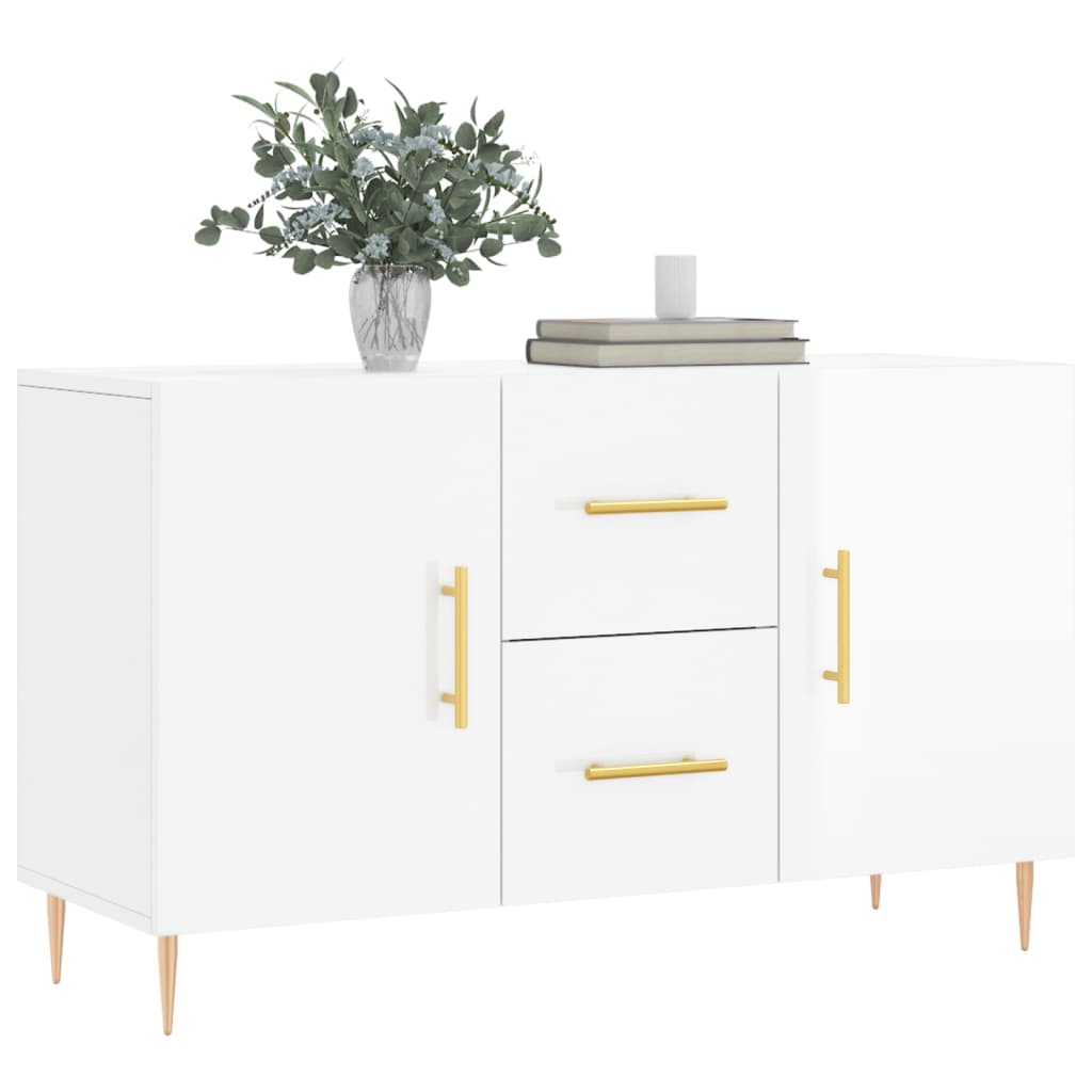 skænk 100x36x60 cm konstrueret træ hvid højglans