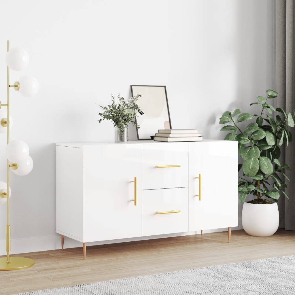 skænk 100x36x60 cm konstrueret træ hvid højglans