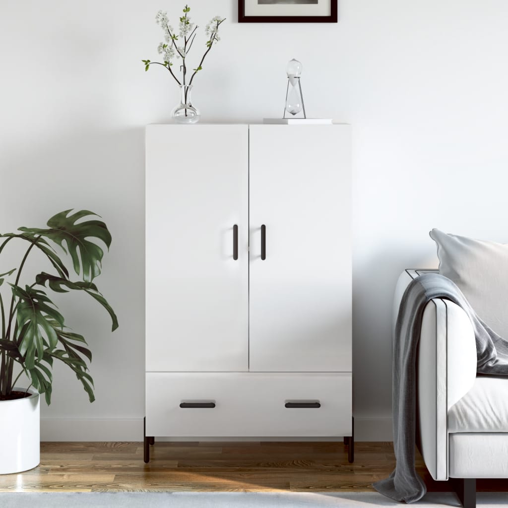 skab 69,5x31x115 cm konstrueret træ hvid højglans