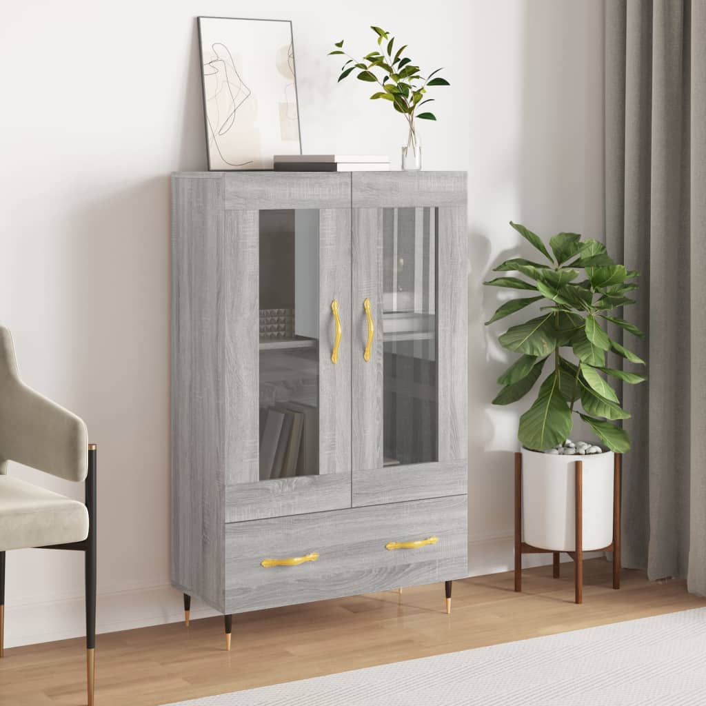 skab 69,5x31x115 cm konstrueret træ grå sonoma-eg