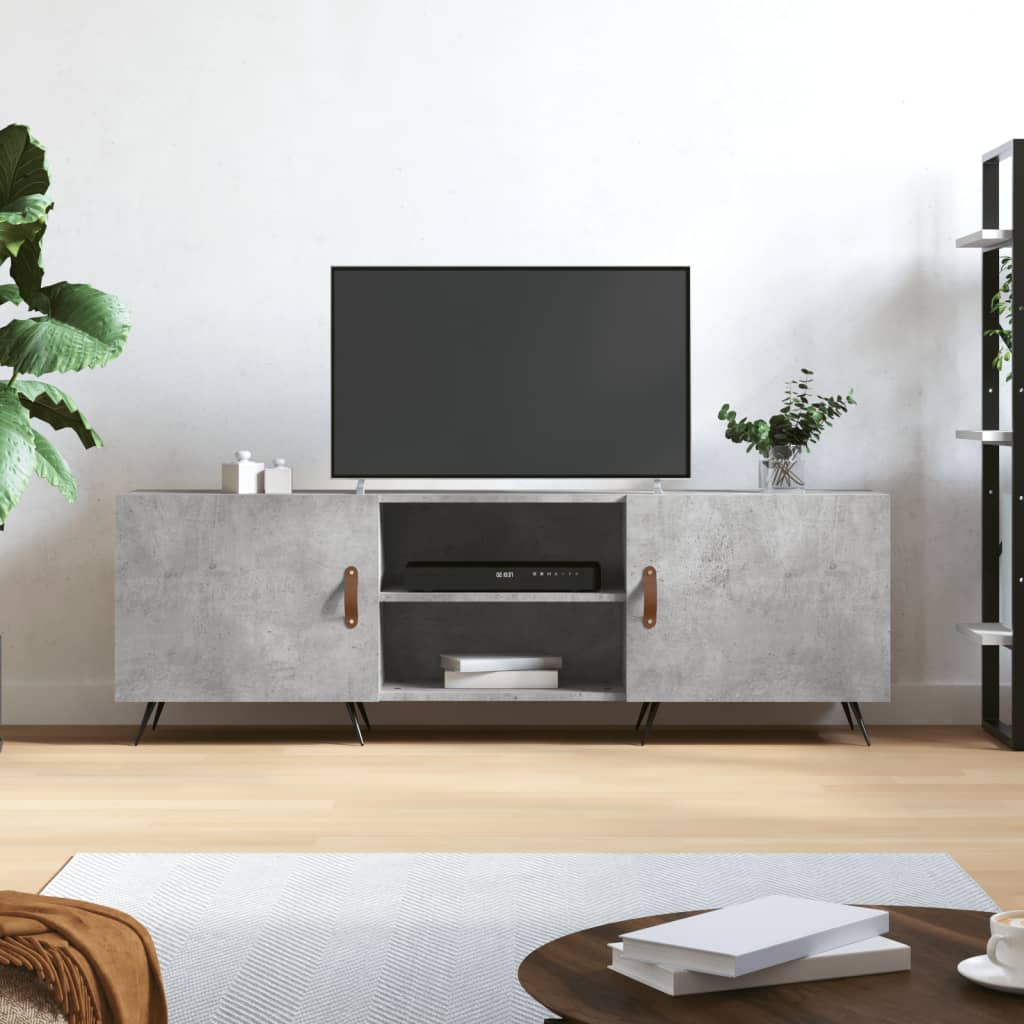 tv-bord 150x30x50 cm konstrueret træ betongrå