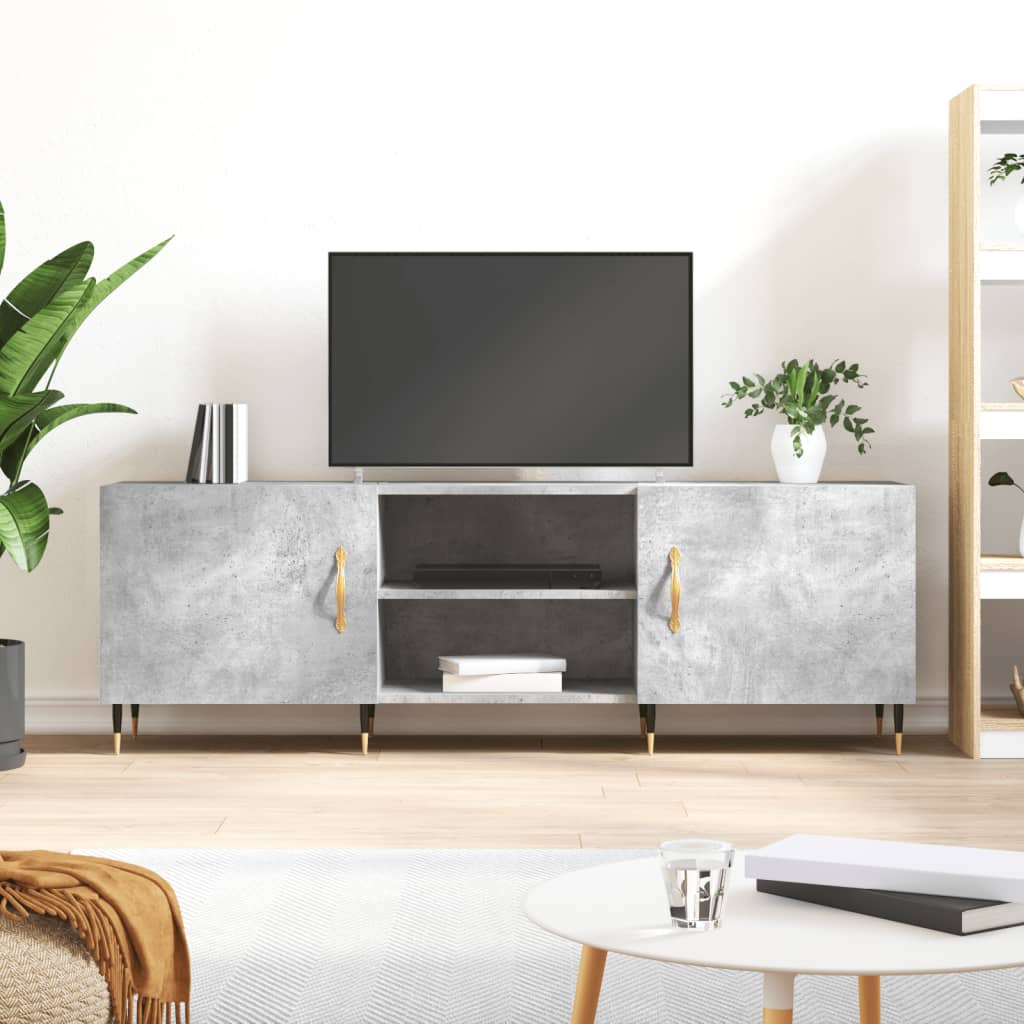 tv-bord 150x30x50 cm konstrueret træ betongrå