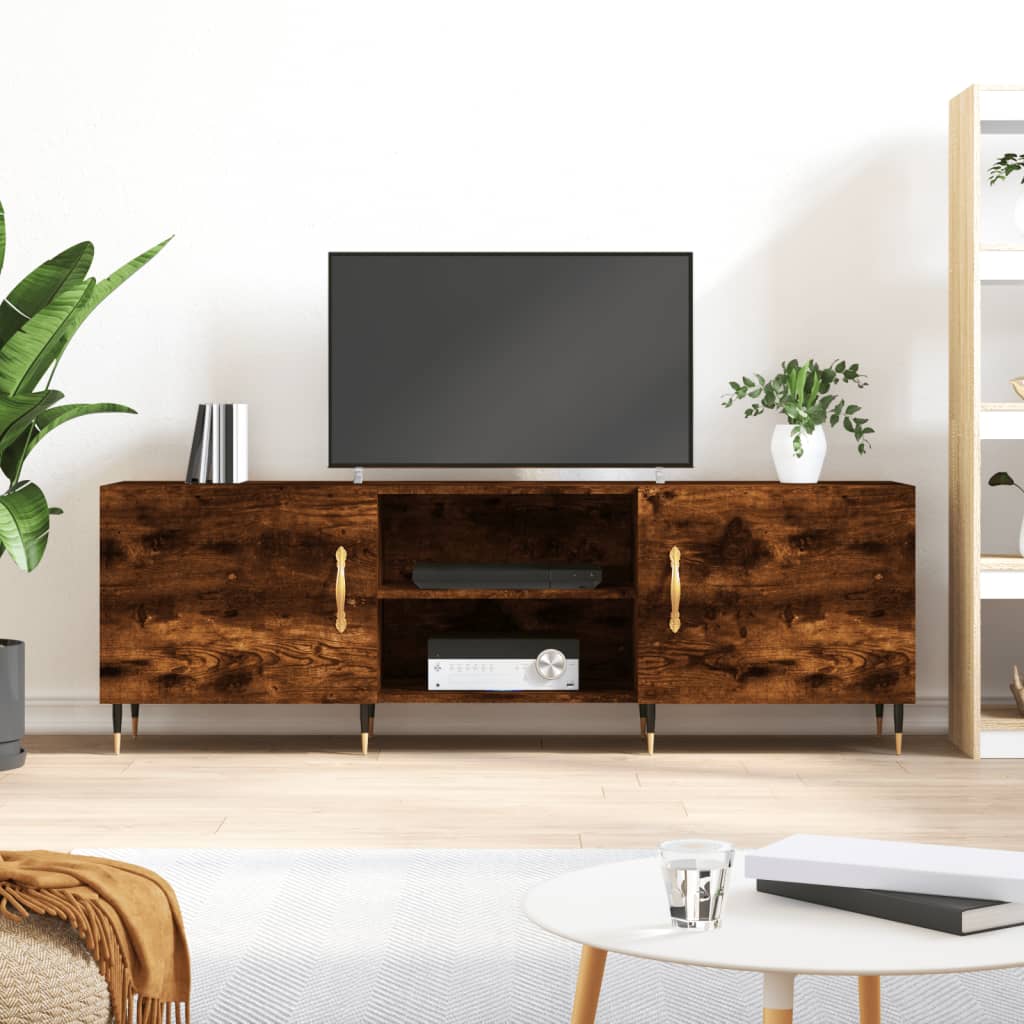 tv-bord 150x30x50 cm konstrueret træ røget egetræsfarve