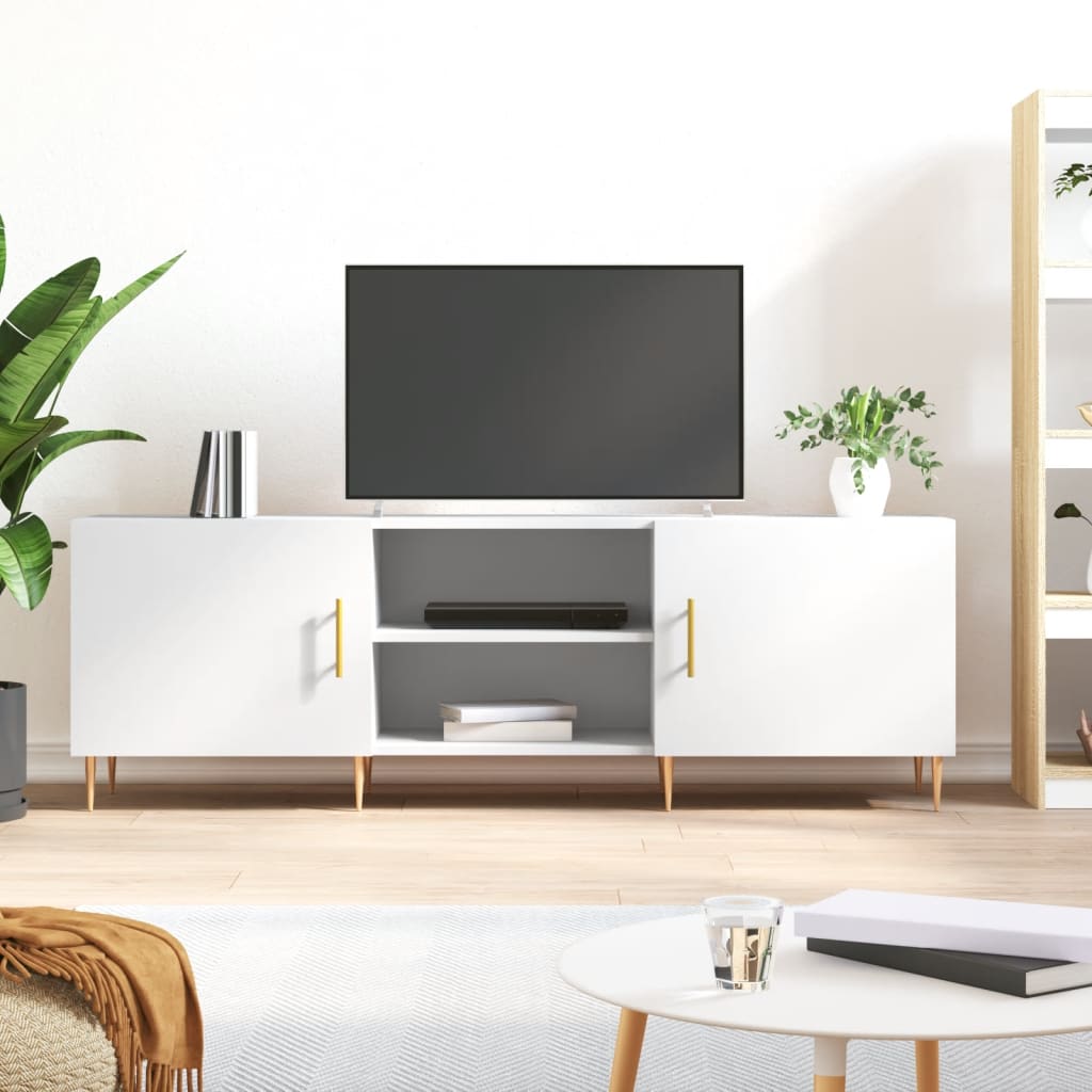 tv-bord 150x30x50 cm konstrueret træ hvid