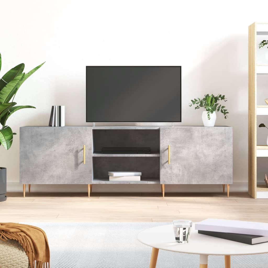 tv-bord 150x30x50 cm konstrueret træ betongrå
