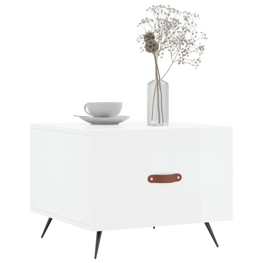 sofabord 50x50x40 cm konstrueret træ hvid højglans