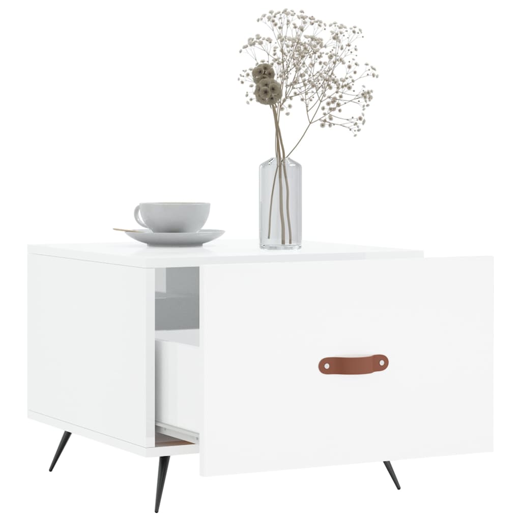 sofabord 50x50x40 cm konstrueret træ hvid højglans