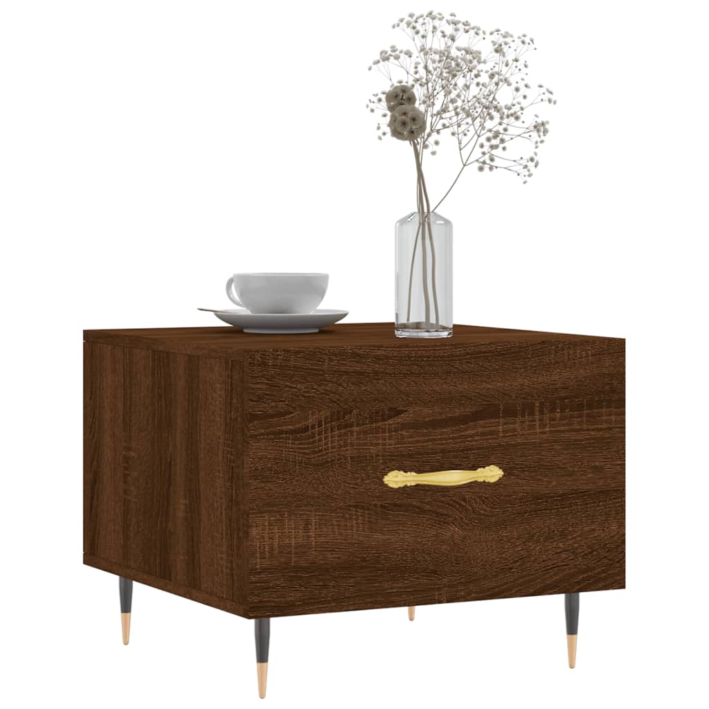 sofabord 50x50x40 cm konstrueret træ brun egetræsfarve