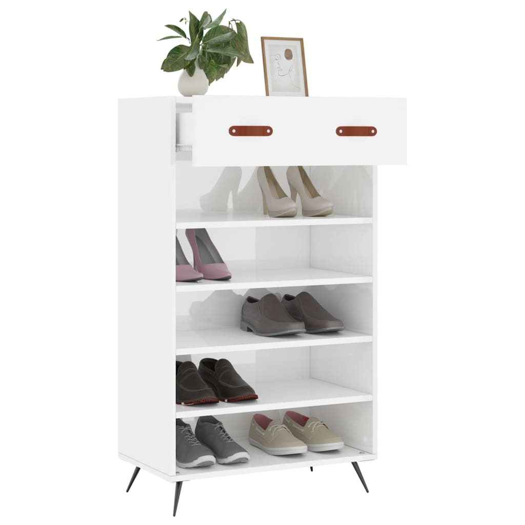skoreol 60x35x105 cm konstrueret træ hvid højglans