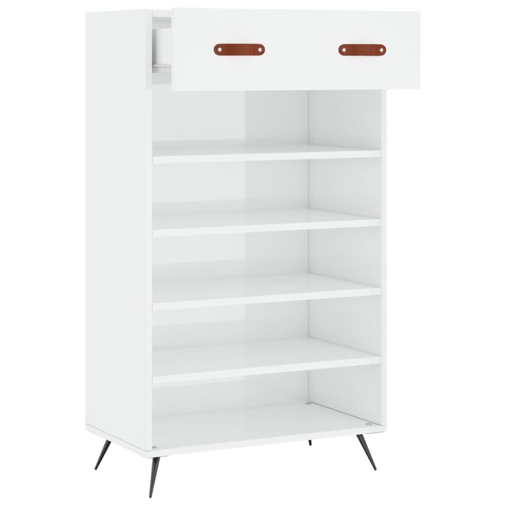 skoreol 60x35x105 cm konstrueret træ hvid højglans