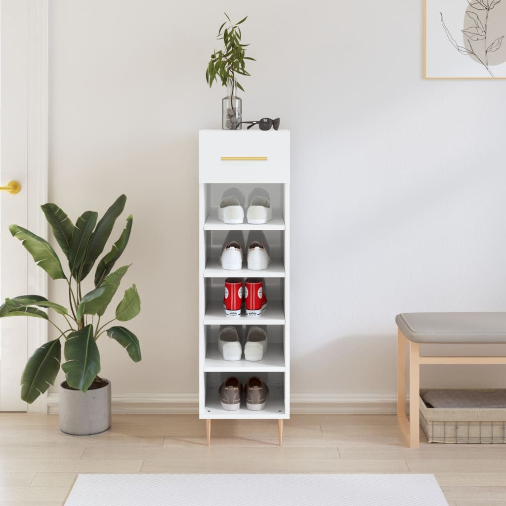 skoreol 30x35x105 cm konstrueret træ hvid højglans