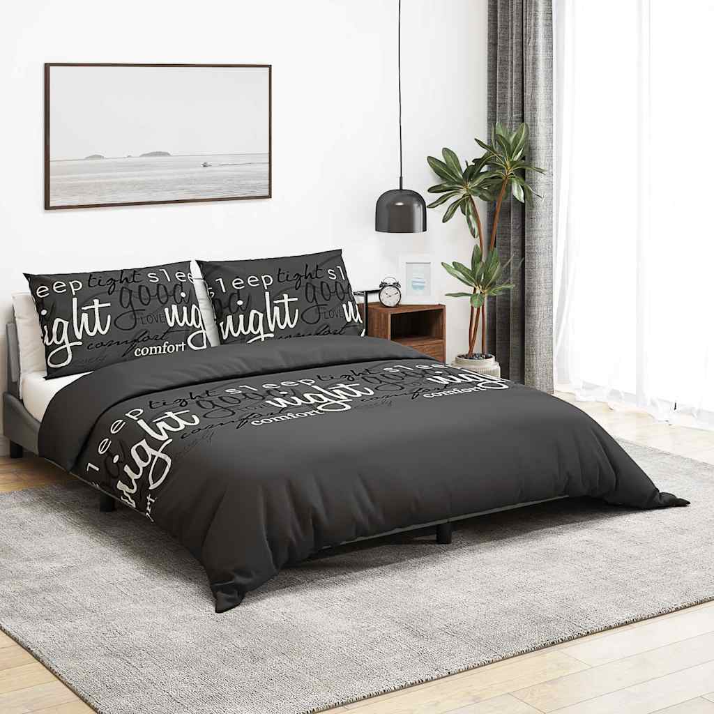 dynebetræksæt sort og hvid 260x240 cm bomuld