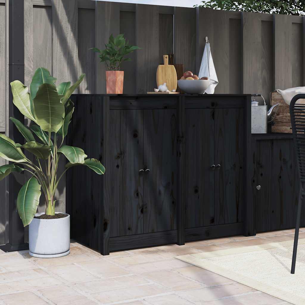 låge til udendørs køkkenskab MEPPEL 2 stk. 50x9x82 cm fyrretræ sort