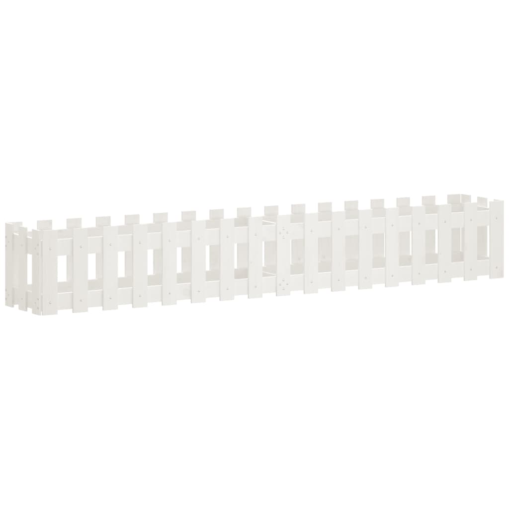 højbed med stakitdesign 200x30x30 cm massivt fyrretræ hvid
