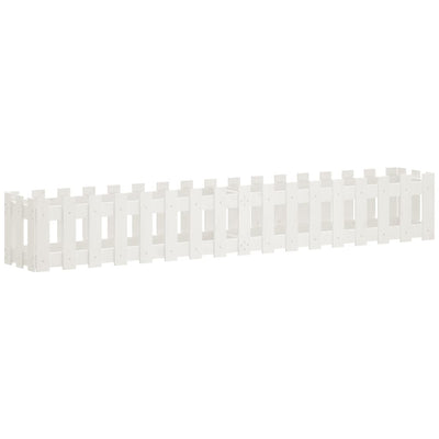 højbed med stakitdesign 200x30x30 cm massivt fyrretræ hvid