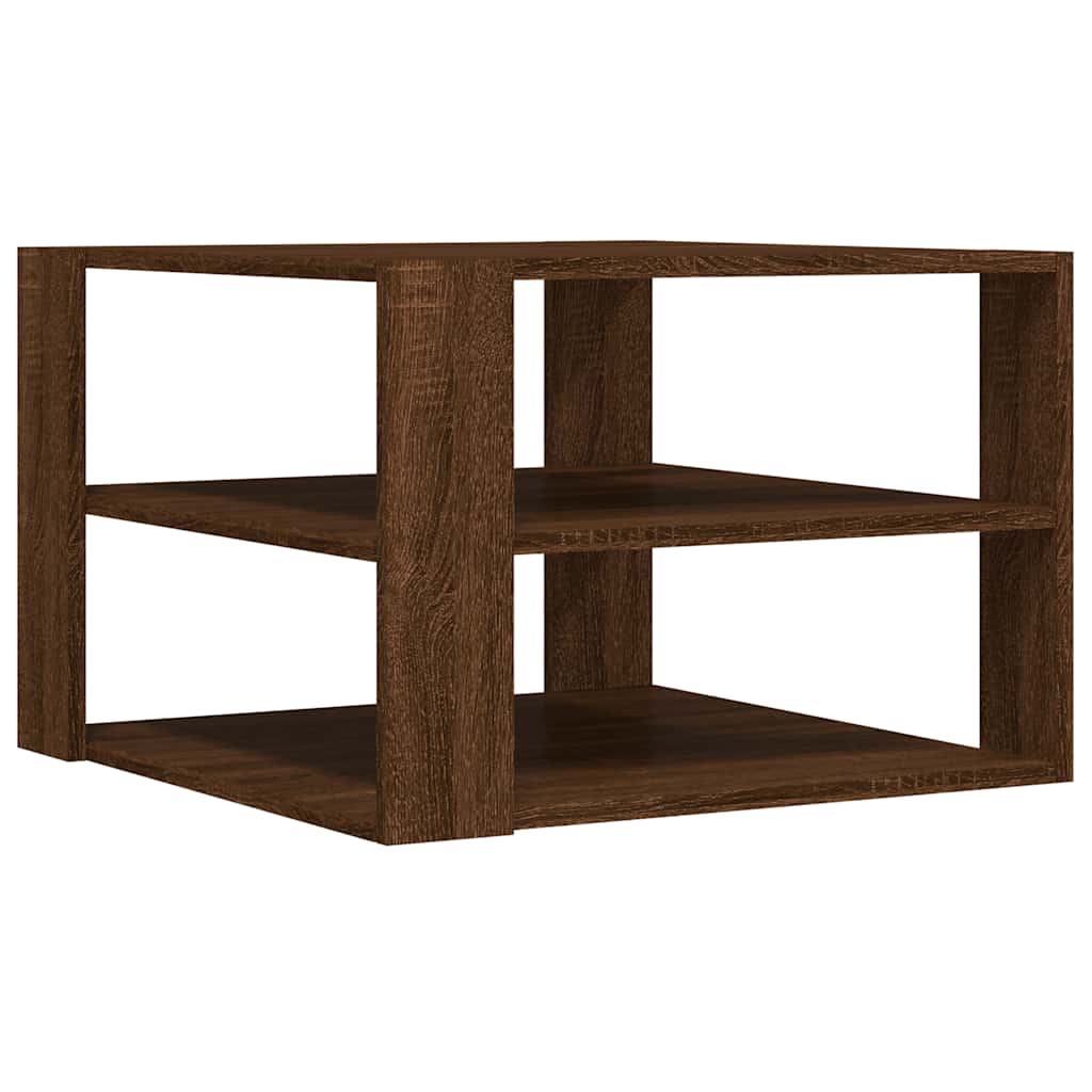 sofabord 58x58x40 cm konstrueret træ brun egetræsfarve