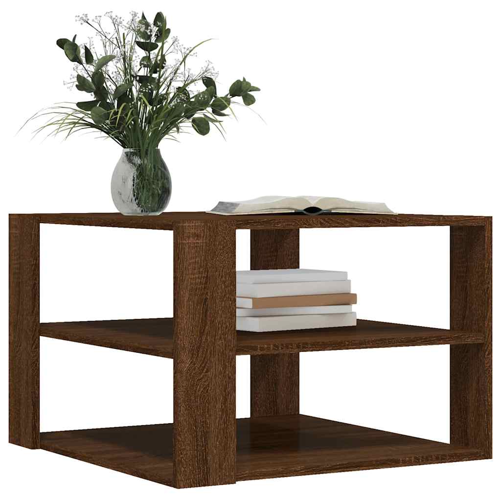 sofabord 58x58x40 cm konstrueret træ brun egetræsfarve