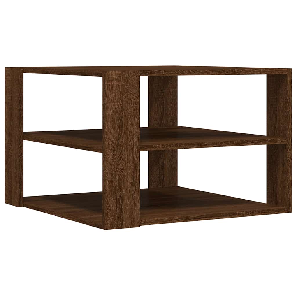 sofabord 58x58x40 cm konstrueret træ brun egetræsfarve