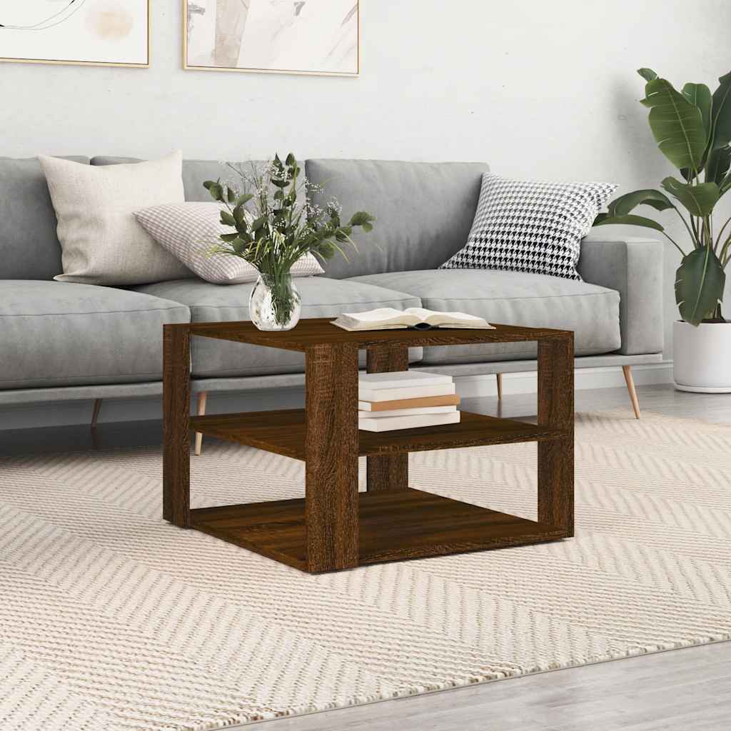 sofabord 58x58x40 cm konstrueret træ brun egetræsfarve