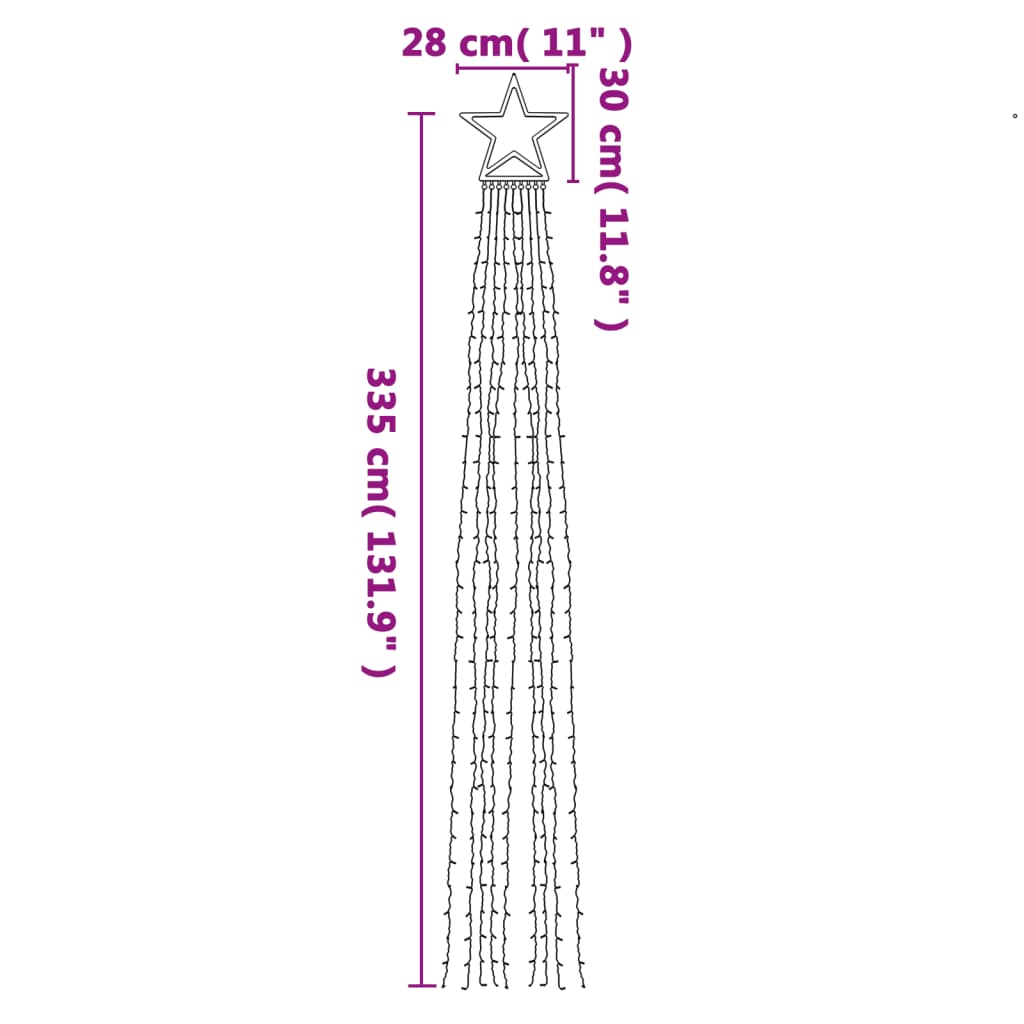 juletræslys 320 LED'er 375 cm koldt hvidt lys
