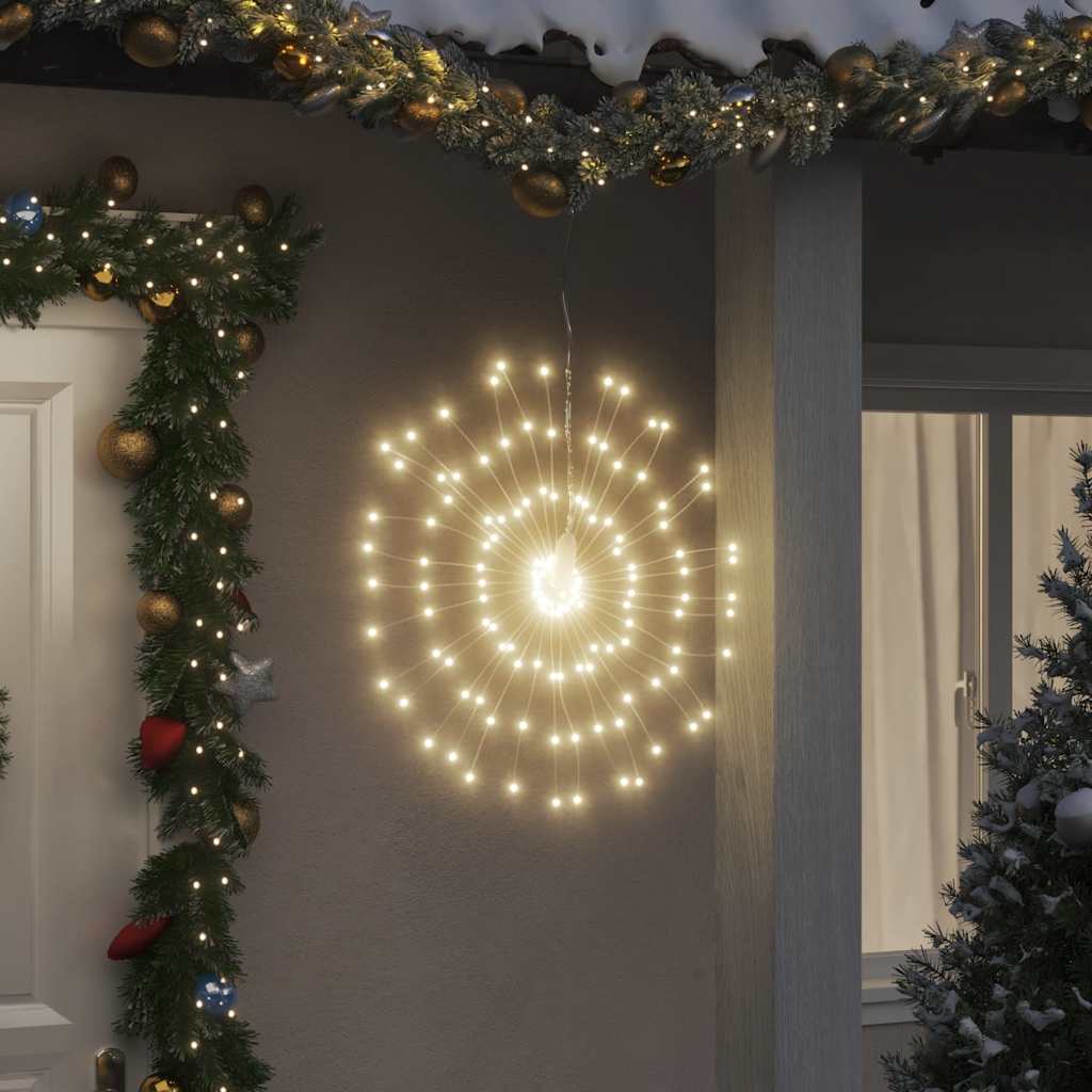 lysende starburst-dekoration 140 LED'er 17 cm varmt hvidt lys