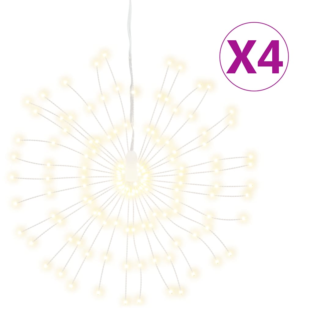 lysende starburst-dekoration 4 stk. 140 LED'er 17 cm varm hvid