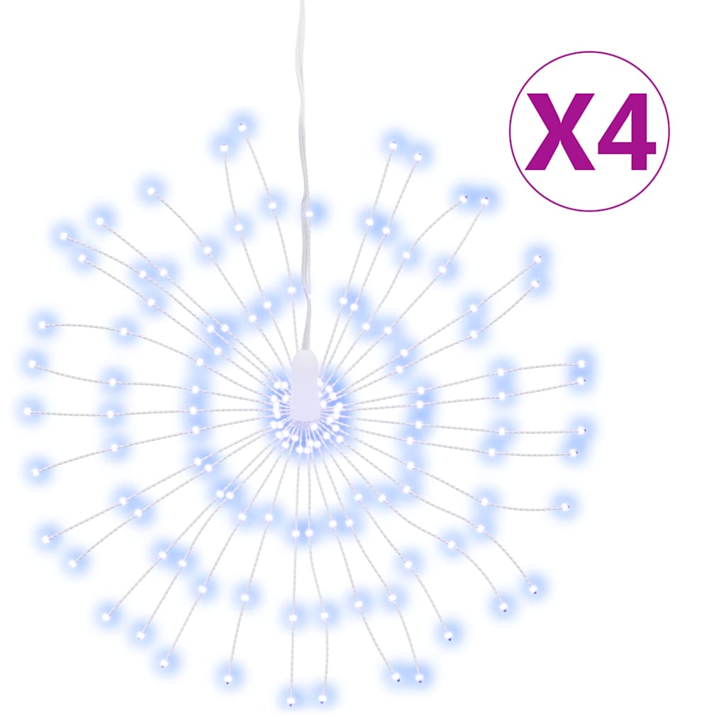 lysende starburst-dekoration 4 stk. 140 LED'er 17 cm kold hvid