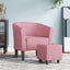lænestol med fodskammel velour pink