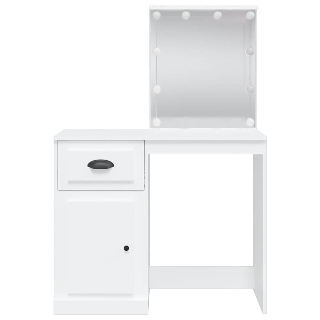 makeupbord med LED-lys 90x42x132,5 cm hvid