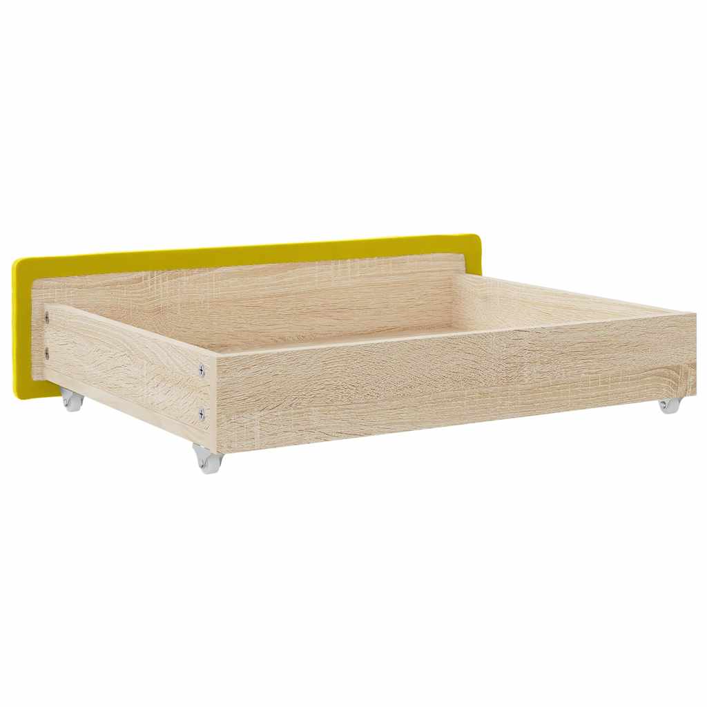 sengeskuffer 2 stk. konstrueret træ og velour gul