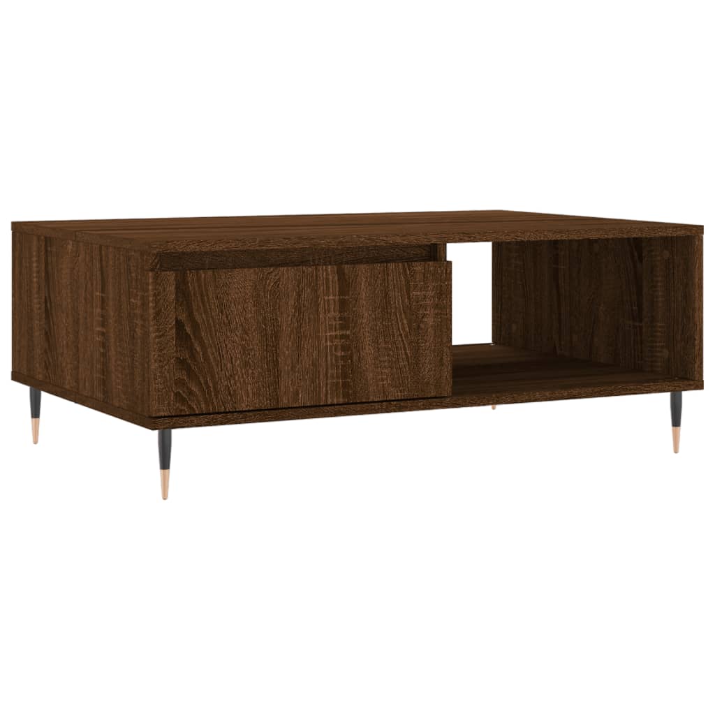 sofabord 90x60x35 cm konstrueret træ brun egetræsfarve