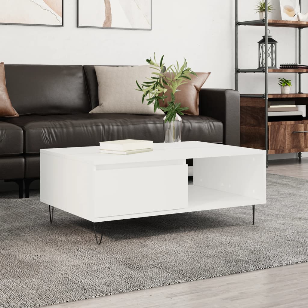 sofabord 90x60x35 cm konstrueret træ hvid