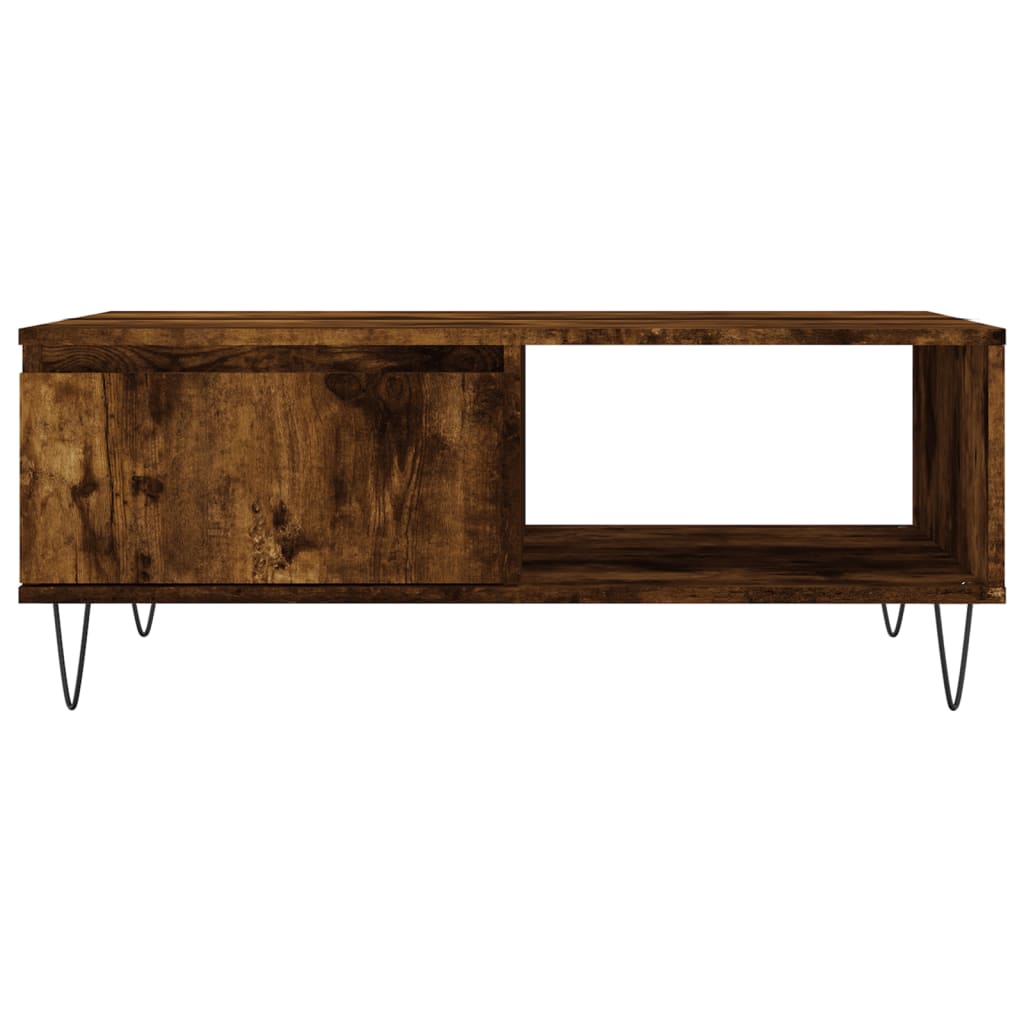 sofabord 90x60x35 cm konstrueret træ røget egetræsfarve