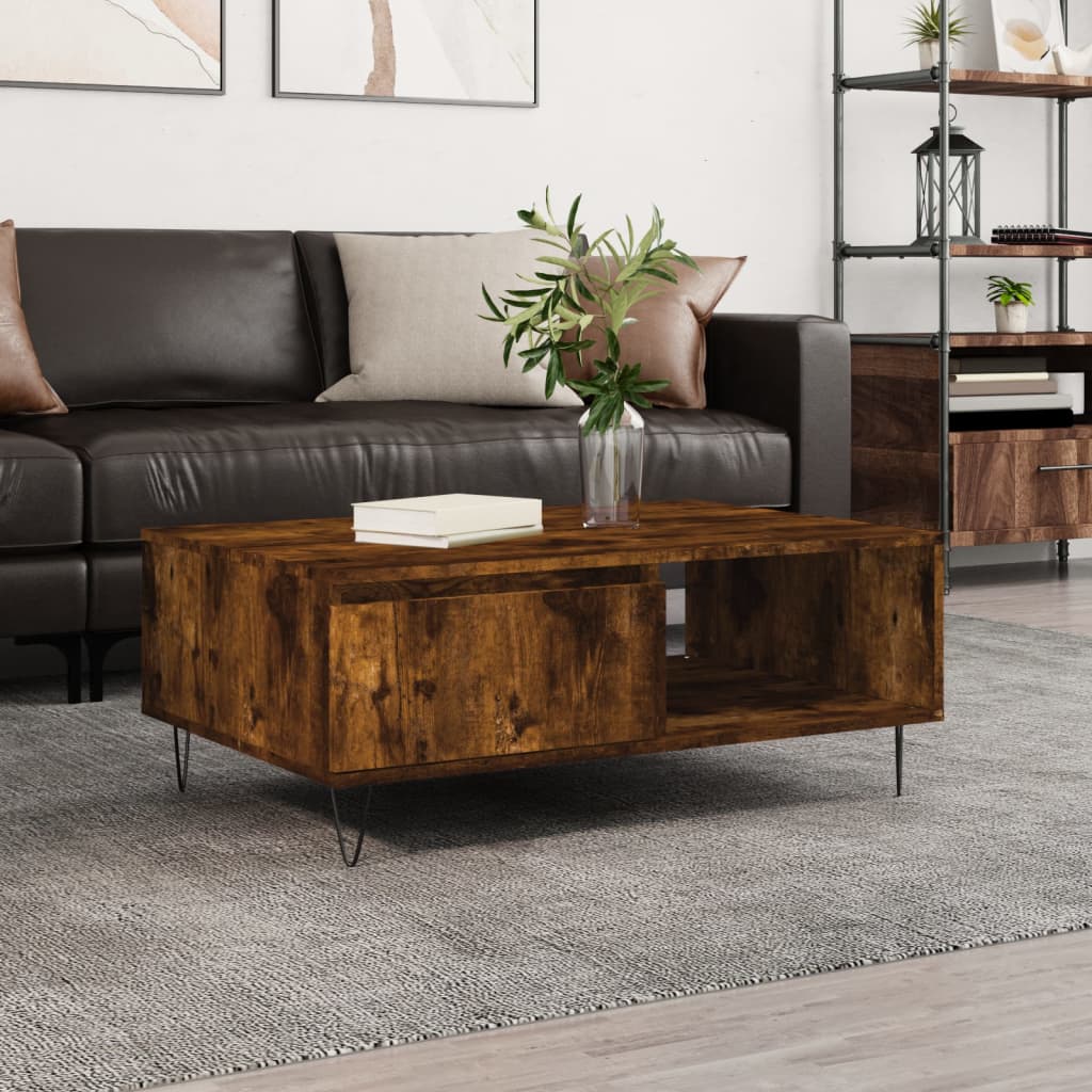 sofabord 90x60x35 cm konstrueret træ røget egetræsfarve