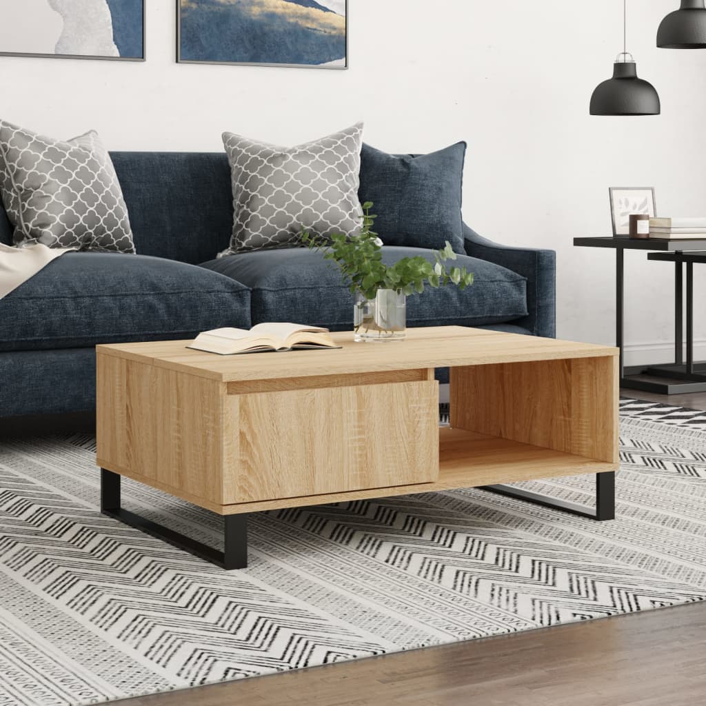 sofabord 90x60x35 cm konstrueret træ sonoma-eg
